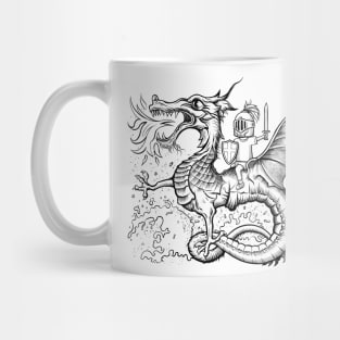 Little Saint George and The Dragon Black & White Mug